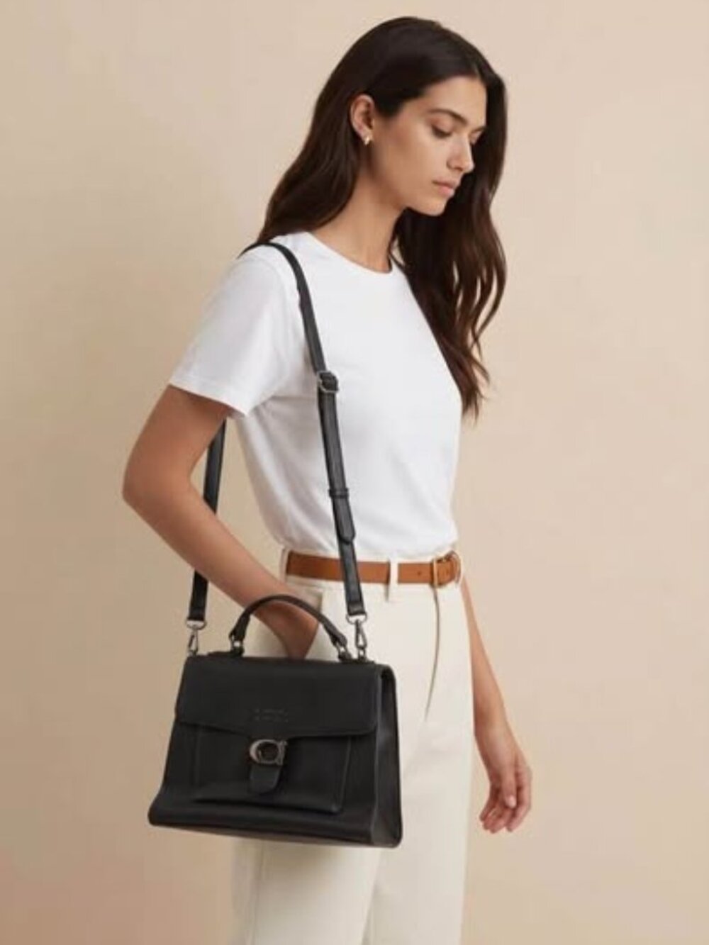 LouLu Black Satchel Handbag Crossbody Shoulder Bag Faux Leather